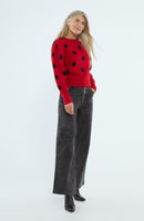 Polka Dot Puff Sleeve Sweater