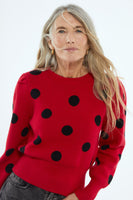 Polka Dot Puff Sleeve Sweater