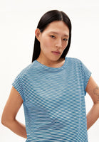 Oneliaa Lovely Stripes Organic Cotton T Shirt - Blueniverse/Light Desert