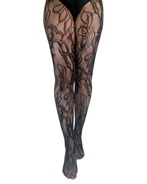 Botanical Net Tights - Black