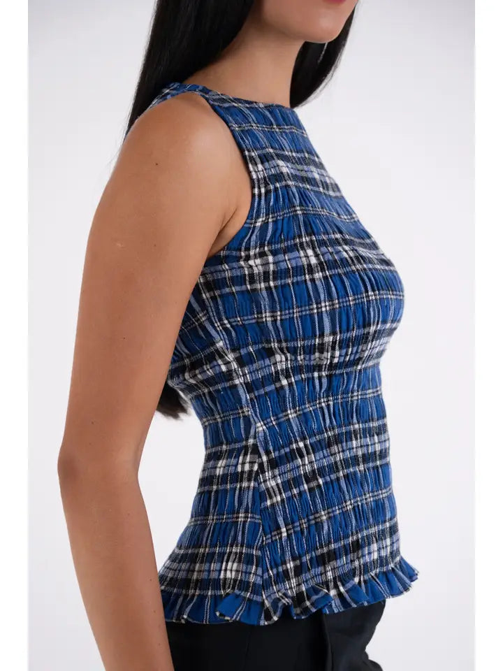 Sonya Plaid Smocked Top