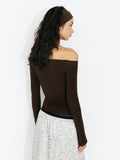 One-Shoulder Slim-Fit Top - Brown