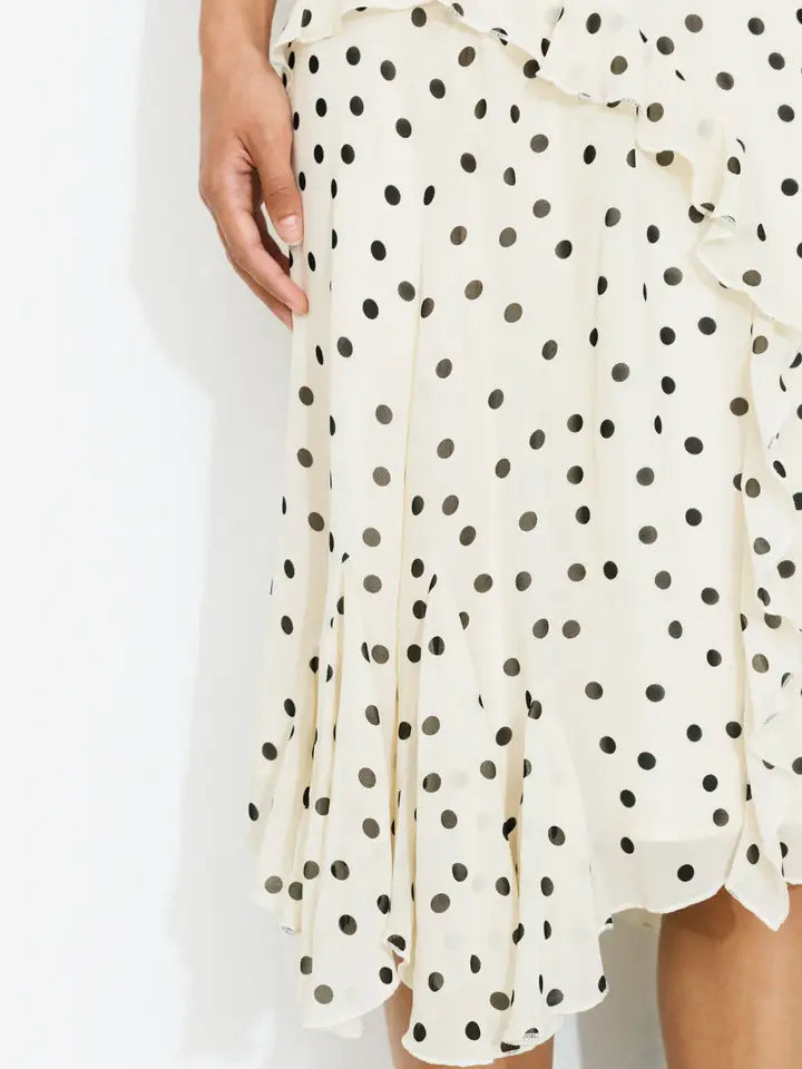 Polka Dot Ruffled Asymmetrical Hem Skirt