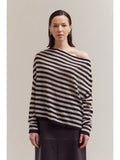 Stripe Off Shoulder Knit - Black