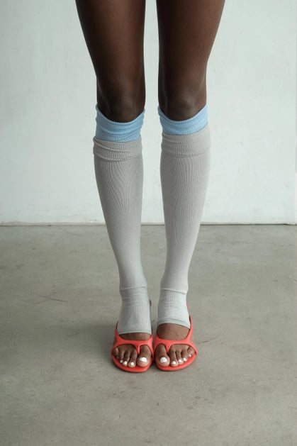 Layered Color Block Knee-High Socks