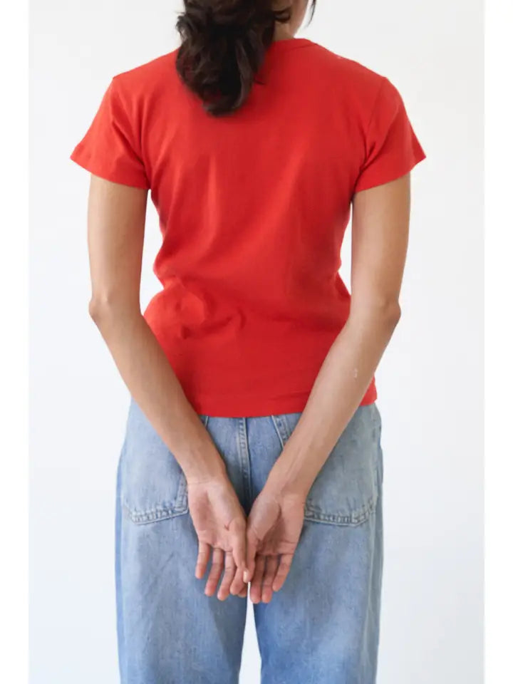 Pointelle Baby Tee - Red