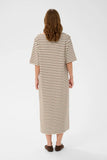 Ingina Boatneck Dress - White/Cappuccino Stripe