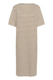 Ingina Boatneck Dress - White/Cappuccino Stripe