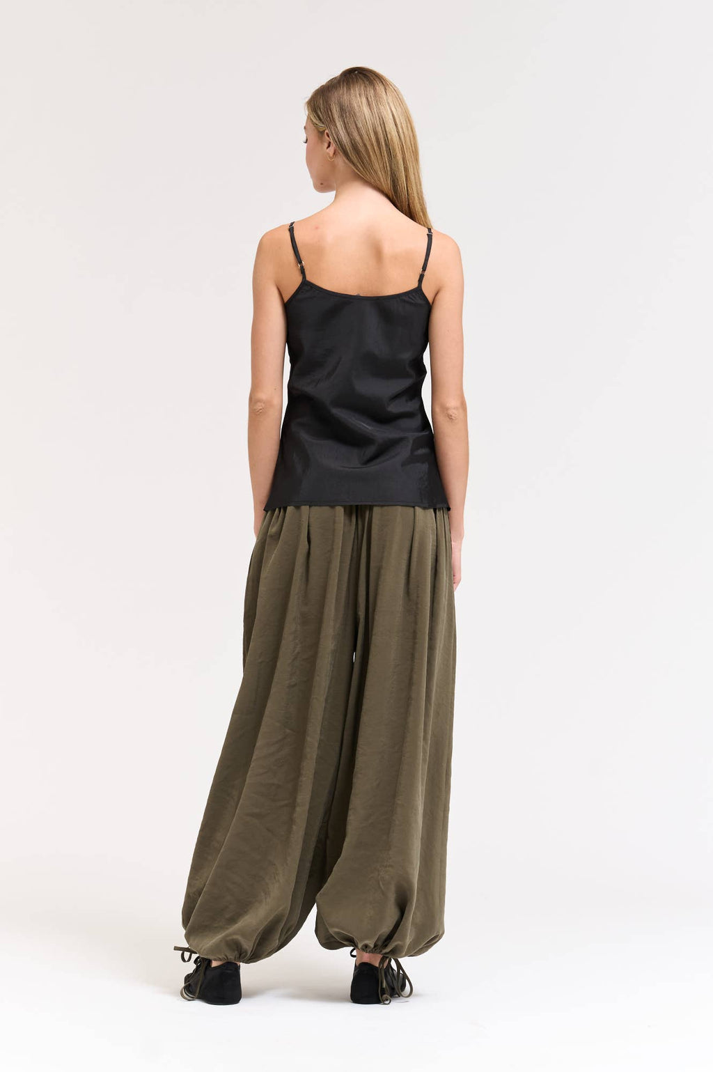 Pleated Waist Balloon Pants - Deep Olive