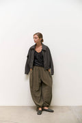Pleated Waist Balloon Pants - Deep Olive