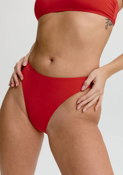 Capri High Leg Bikini Bottom - Red