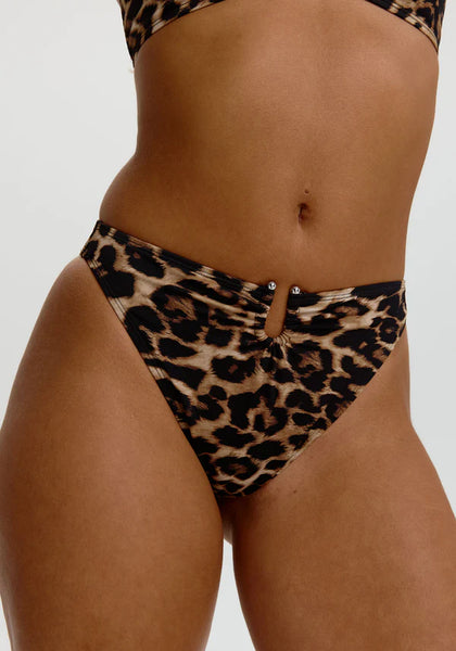 Vela High Leg Bikini Bottom - Leopard