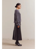 Opened V-Neck Sweater - Charcoal