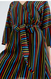 Multi Stripe Short Wrap Dress