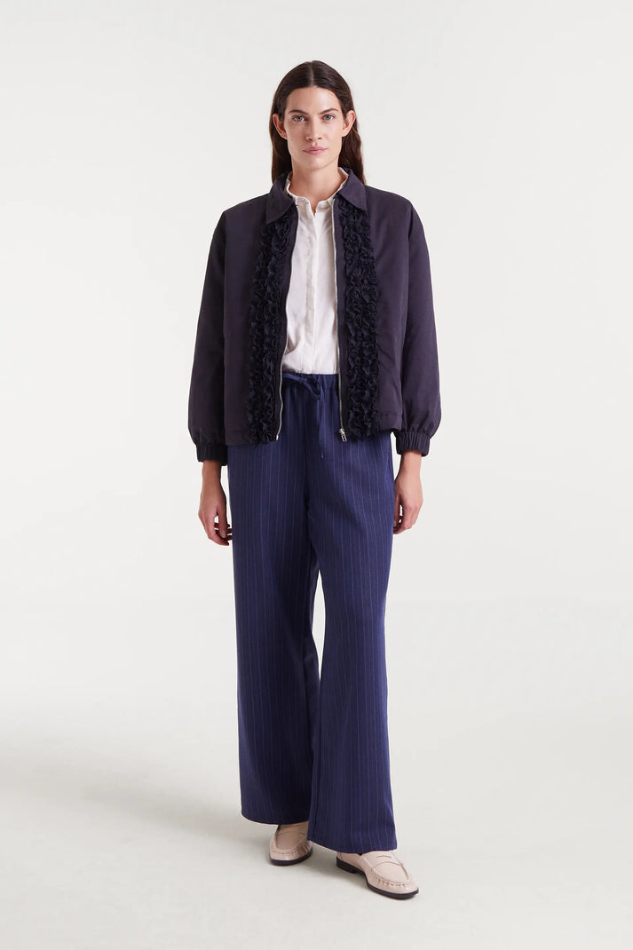 Navy Blue Ruffle Jacket