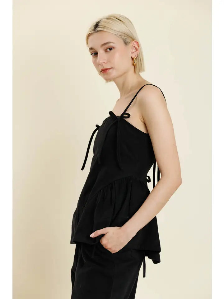 Bow Trim Peplum Top