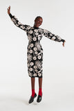 Tofu Jacquard Midi Dress - Black & White