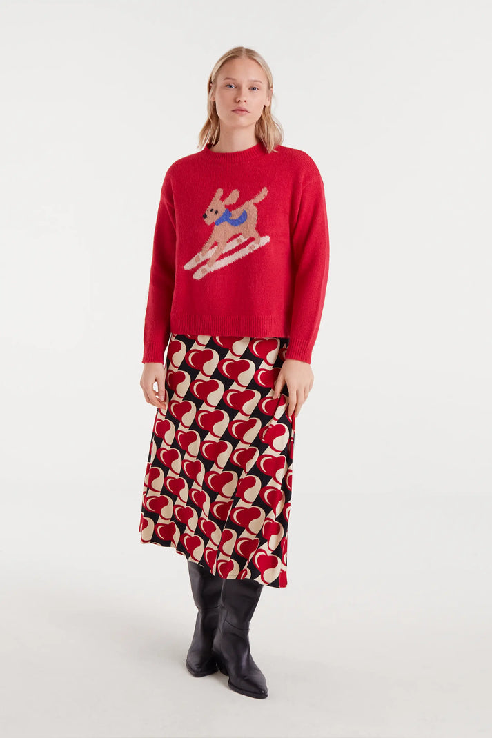 Jacquard Skiing Jumper - Red