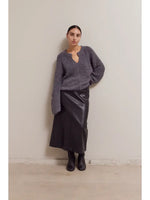 Opened V-Neck Sweater - Charcoal