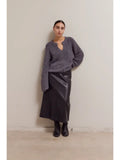 Opened V-Neck Sweater - Charcoal
