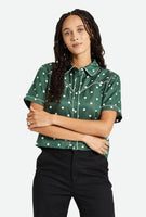 Hyde Satin Short Sleeve Woven - Pine Needle