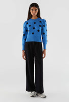 Polka Dot Puff Sleeve Sweater
