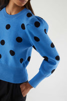 Polka Dot Puff Sleeve Sweater