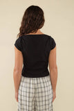 Brisa Contrast Boatneck Baby Tee - Black
