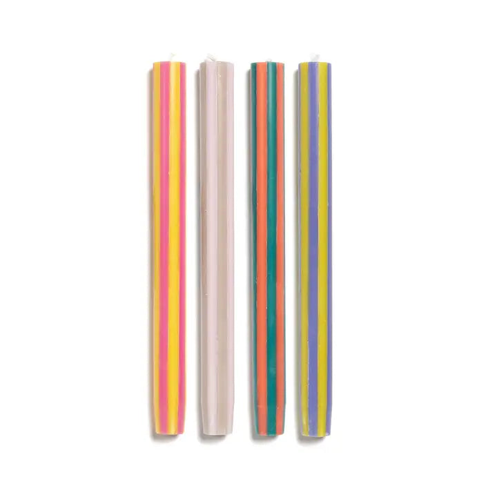 Stripe Dinner Candles - Mixed Set