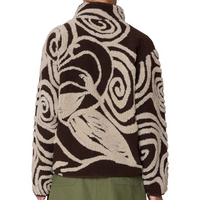 Swirls Jacquard Zip Jacket - Brown Multi