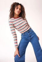 Long Sleeve Baby Rib Tee - Dazed Stripe Brick