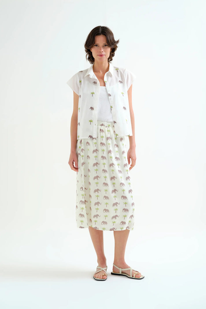 Elephant & Palm Embroidered Shirt