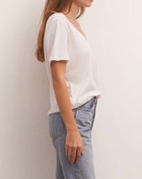 Girlfriend V Neck Tee - White