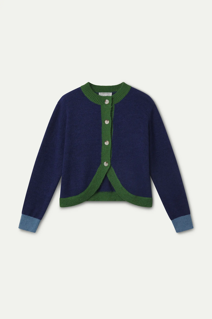 Two Tone Cardigan - Navy/Green