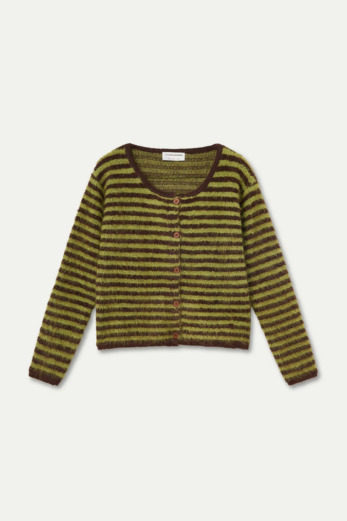 Green & Brown Striped Cardigan