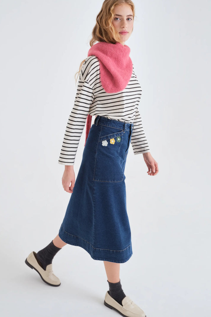 Euphoria Embroidered Skirt - Denim