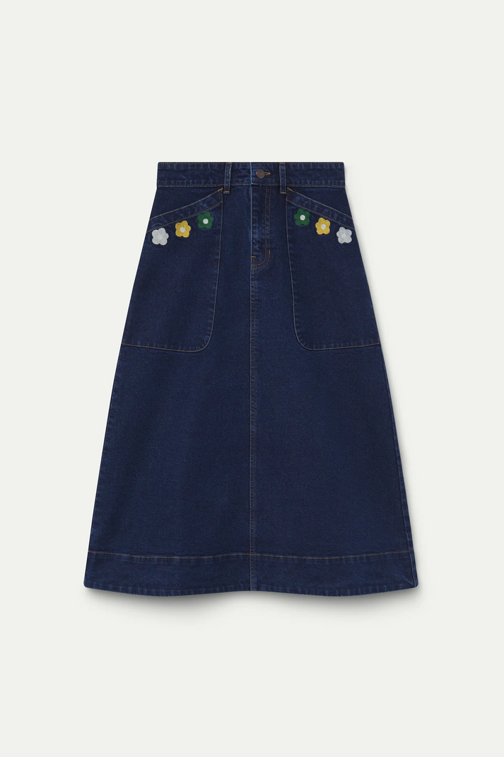 Euphoria Embroidered Skirt - Denim