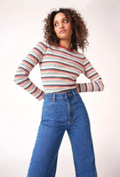 Long Sleeve Baby Rib Tee - Dazed Stripe Brick