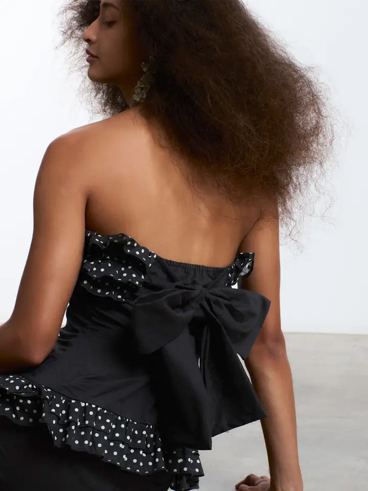 Polka Dot Strapless Top