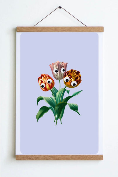 Googly Tulips Print - Periwinkle