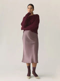Midi Satin Skirt - Deep Taupe