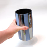 Striped Vase - Chrome & Blue