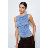 Catalina Draped Sleeveless Top - Light Blue