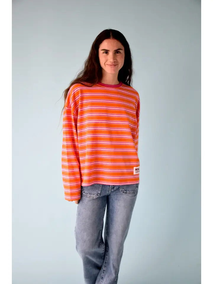 Nuria Orange And Fuchsia Long Sleeve Shirt