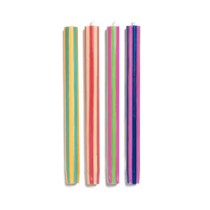 Stripe Dinner Candles - Mixed Set