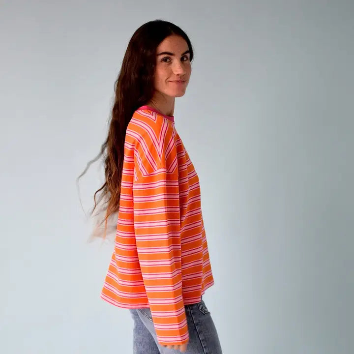 Nuria Orange And Fuchsia Long Sleeve Shirt