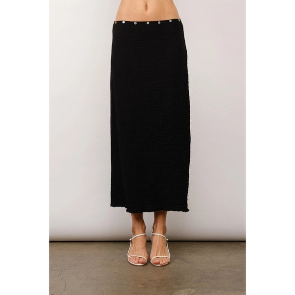 Julie Button Detail Maxi Skirt - Black