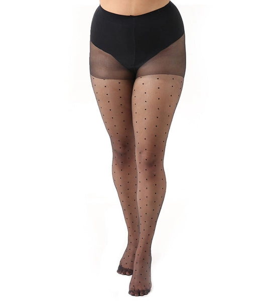 Sheer Dotty Tights - Black