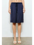Lily Relaxed Fit Satin Long Shorts - Navy