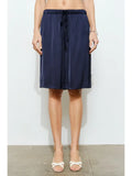 Lily Relaxed Fit Satin Long Shorts - Navy